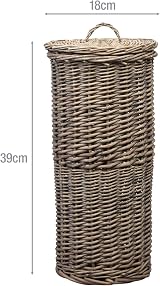 Woodluv Hand Woven Rustic Wicker Toilet Paper Holder Stand Storage Natural view 7
