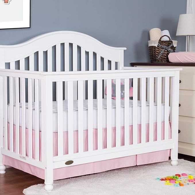 Amazon Com Tillyou Crib Skirt Pleated Light Pink 100 Natural Cotton Nursery Crib Bedding Skirts For Baby Boys And Girls 14 Drop Baby