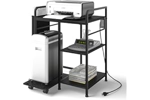 Sedegn Home Printer Stand with Charging Station, 24x18 Inches Stands for Large Printer, Printer Shredder Stand with Storage f
