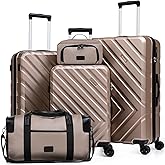 Luggage Sets 5 Piece, Suitcases with Wheels, ABS Hard Case Luggage with TSA Lock Spinner Wheels, Carry On Luggage Set(5 Piece Sets (20"/24"/28"/DB/TB))