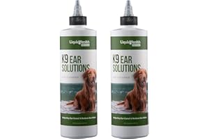 LIQUIDHEALTH K9 Dog Ear Cleaner Wash Solutions - Infection Cleaning Hygiene Treatment Drops for Dogs, Canines and Puppies 12 Fl Oz (2 Pack)