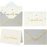 Winoo Design Gold and White Congratulations Cards with Envelopes - 36 PK All Occasion Greeting Cards 4x6 Inches for Bridal Shower Graduation New Home Engagement Congrats Card