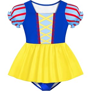 NikNio Girls One Piece Swimsuit with Skirt Princess Bathing Suits Cute Kids Adjustable Strap Girls' Swimwear 2-8 Years