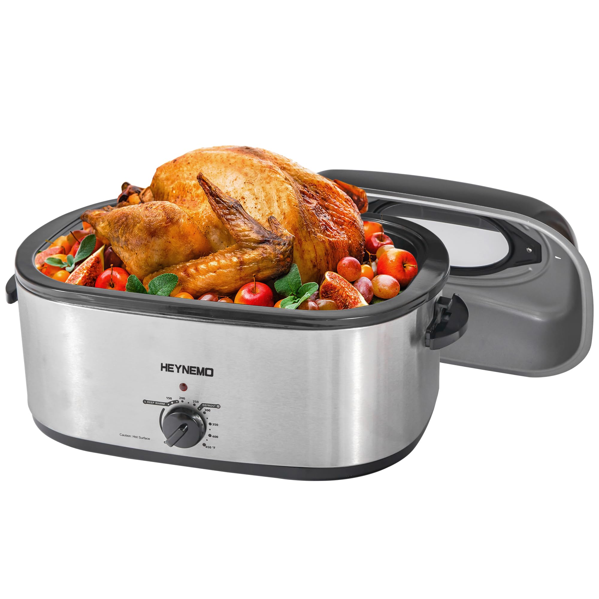 Roaster Oven 22Qt, Turkey Electric Roaster Oven Buffet with Self-Basting Lid, Removable Pan, Cool-Touch Handles, Stainless Steel, Silver Image