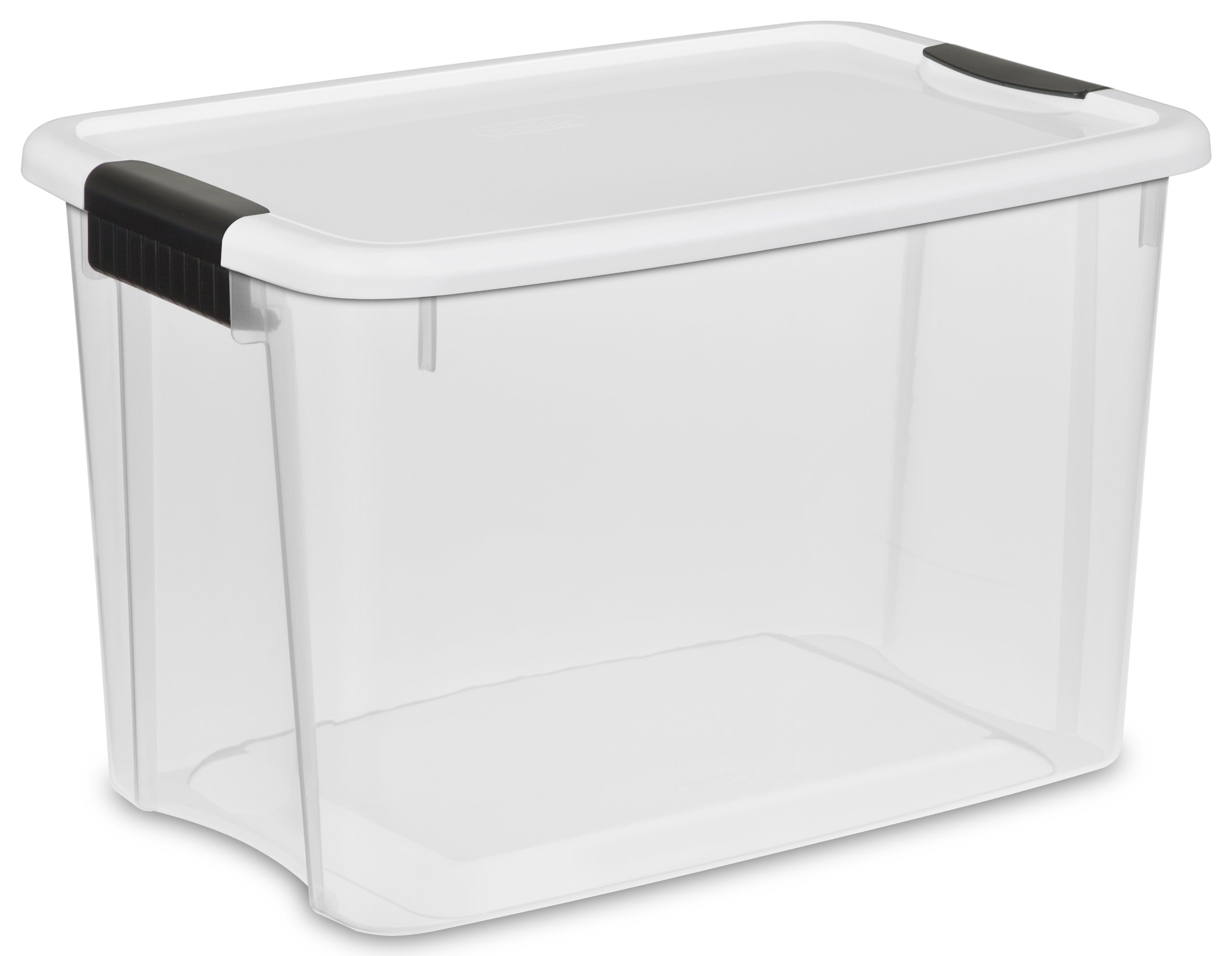 Sterilite 30Qt / 28L Ultra Latch Box Clear, White Lid Black Latches, 6 Pack eBay