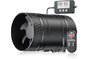 ONVEAN Upgraded 4-Inch Inline Duct Booster household Fan with Temperature and Humidity Sensor and Timer Remote Control Low Noise for Grow Tent System, Bathrooms, Attics, replacement household furnace fans