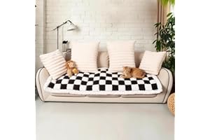 PulseFay Fluffy Dog Bed Mat, Comfortable Pet Couch Cover Covers for Sofa, Square Type Stripe Velvet Dog Bed Washable(Black，27.6 * 59.1inch)