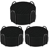 Silicone Coasters Set of 24 with Holder, Drinks Coasters, Beer & Coffee, Suitable for All Cups, Hot or Cold, Anti-Slip, Non-Stick, Anti-Overflow Tabletop Protection and Decor (Black, 24 Pcs)