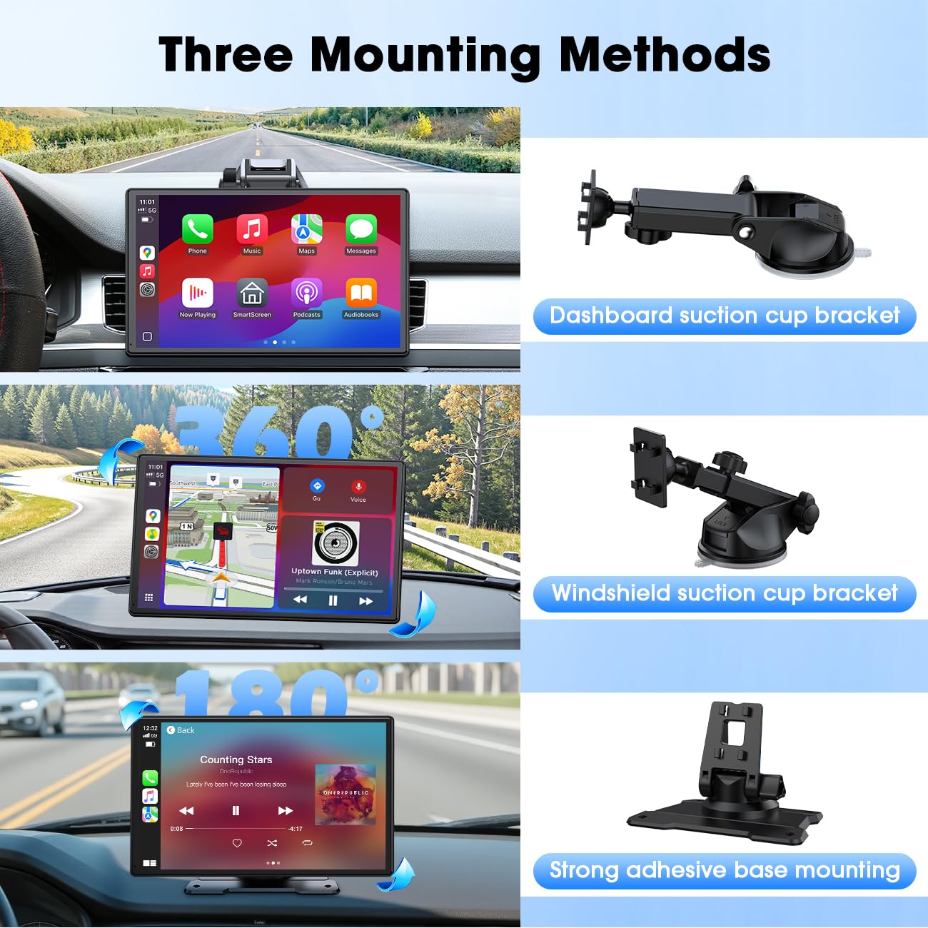 Carplay Screen for Car, 9'' Wireless CarPlay & Android Auto- Upgrade Portable Touchscreen with Bluetooth, Mirror Link, Voice Control, Hands-Free Calling,Plug & Play Car Play Screen