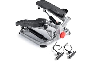 Sunny Health & Fitness Twist Stepper Exercise Machine, Stair Stepper with Resistance Band for Home, Total Body Workout Cardio
