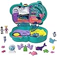 Polly Pocket Compact Playset, Otter Aquarium with 2 Micro Dolls & Accessories, Travel Toys with Surprise Reveals (Amazon Excl