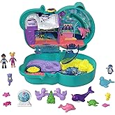 Polly Pocket Compact Playset, Otter Aquarium with 2 Micro Dolls & Accessories, Travel Toys with Surprise Reveals (Amazon Excl