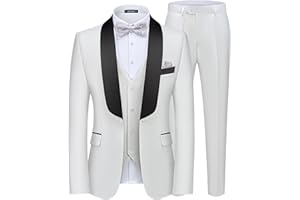 MAGE MALE Men's 3 Piece Suit Slim Fit Solid One Button Party Wedding Tuxedo Suits Blazer Jacket Vest Pants Set