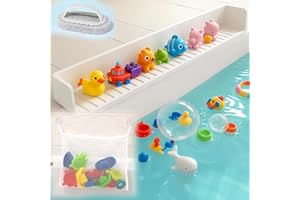 SEUNGCH Extra Long White Bathtub Splash Guard Splash Guard Silicone Toy Shelf Holder Prevent Water Spills Kid Bath Tub Accessories (2.6FT, White)