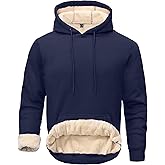 Tansozer Men's Sherpa Pullover Hoodie Heavy Thick Fleece Lined Winter Windproof Warm Athletic Sweatshirts