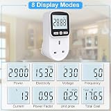 MECHEER Electricity Usage Monitor Power Meter UK Socket Large LCD Backlit 8 view 2