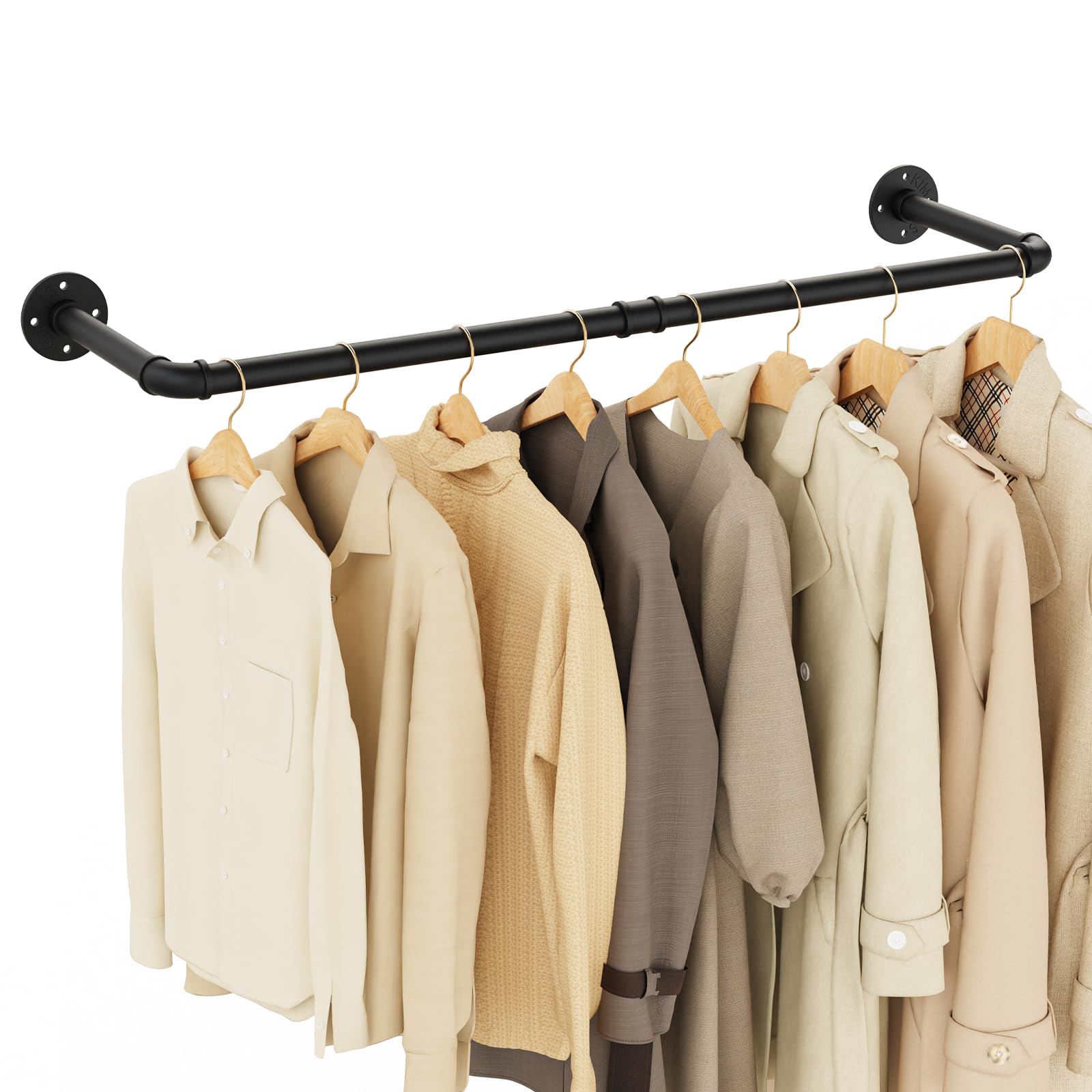 Yawinhe Industrial Pipe Wall Mount Rack, 94cm Space Saving Heavy Duty Clothes Hanger, Hanging Rail for Laundry, Living Room and Closet, Black, 1 Pack — image 1