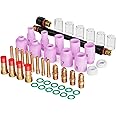 ARCCAPTAIN 49 Pcs TIG Welding Torch Accessories kit Alumina Nozzle Collets Body Stubby Gas Lens #10 Glass Cup Kit for WP-17/18/26-Black