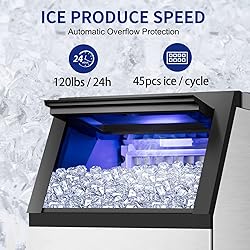 Commercial Ice Maker Machine 120Lbs/24H with 35Lbs