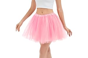 Fhykiss Women Adult Teens Tutu Skirts 4 Layers with Lining Fluffy Tulle Skirt Dance Tutus Running Halloween Costumes