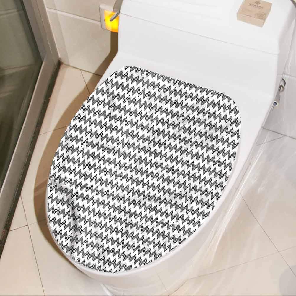 Toilet Seat Stickers Decals Black and White, Chevron Pattern Bathroom
