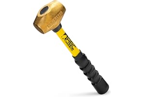 ABC HAMMERS Brass Hammer - 3 lb. USA Made Non-Sparking Hammer with 12" Fiberglass Handle & Double Faced Head - ABC3BFB