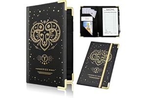 CUTASWISH 12 Zodiac Signs Server Book, Black Libra Server Books for Waitress Cute, Waiter Receipt Book, PU Leather Waitress Book with Zipper Pocket, Waitress Accessories(Aries)