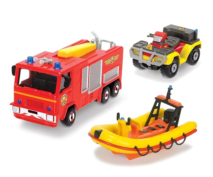 DICKIE Toys 203099629401 - Feuerwehrmann Sam dreiteiliges Fahrzeug Set