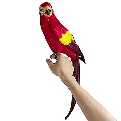AUEAR, 17.7 Inch Red Lifelike Artificial Birds