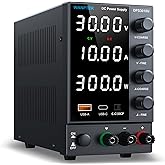 DC Netzteil, Banknetzteil mit Encoderknopf, Einstellbare geregelte Stromversorgung mit 5V 3.6A USB & Typ-C Schnellladung, Var