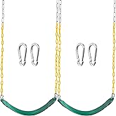 TURFEE 2 Pack Green Swing Seats Heavy Duty with 66" Chain, Swing Set Accessories Replacement with Snap Hooks for Kids Outdoor Play Playground, Trees, Playground(Green)