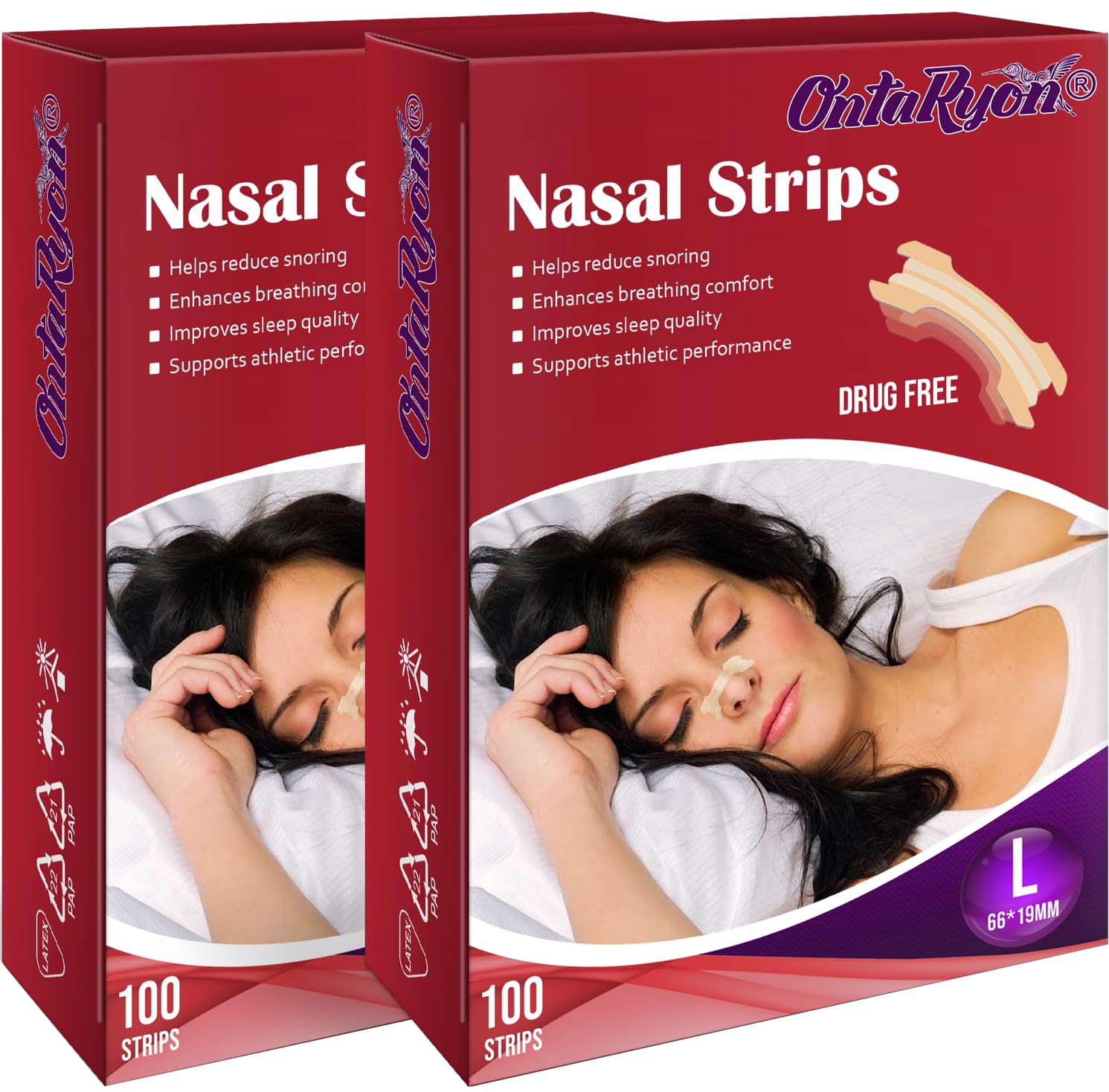 OntaRyon Nasal Strips, Anti Snoring Aids for Men and Woman, Pack of 2, 200 Large