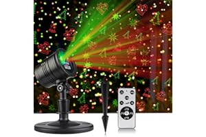 TOFU Laser Christmas Projector Lights Outdoor: Waterproof Outdoor Christmas Decorations Laser Light, Projection Christmas Lights for Outside with 5 Patterns, Xmas Spotlight for Yard Garden Holiday Party