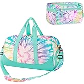 Choco Mocha Duffle Bag Kids Girls - Overnight Bags with Toiletry Bag for Weekender Travel Gym, Christmas Gifts for Girl Kid, Tie Dye Colorful