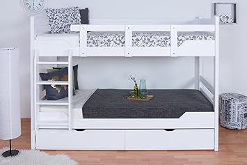 Etagenbett für Erwachsene'Easy Premium Line' K12/n inkl. 2 Schubladen und 2 Abdeckblenden, Kopf- und Fußteil gerade, Buche Vo