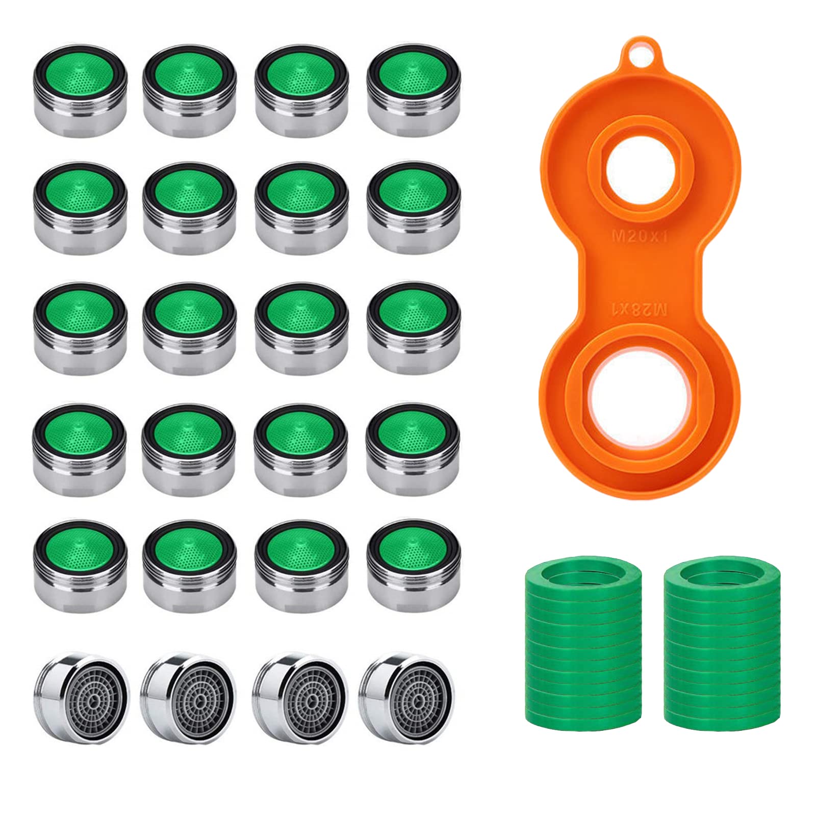 WUDQIJI Aerator M24 Tap Sieve 24 Pieces Mixing Nozzle Insert Aerator Insert Aerator Insert Perlators Tap Sieve Insert Tap Aerator with Key External Thread 24 mm