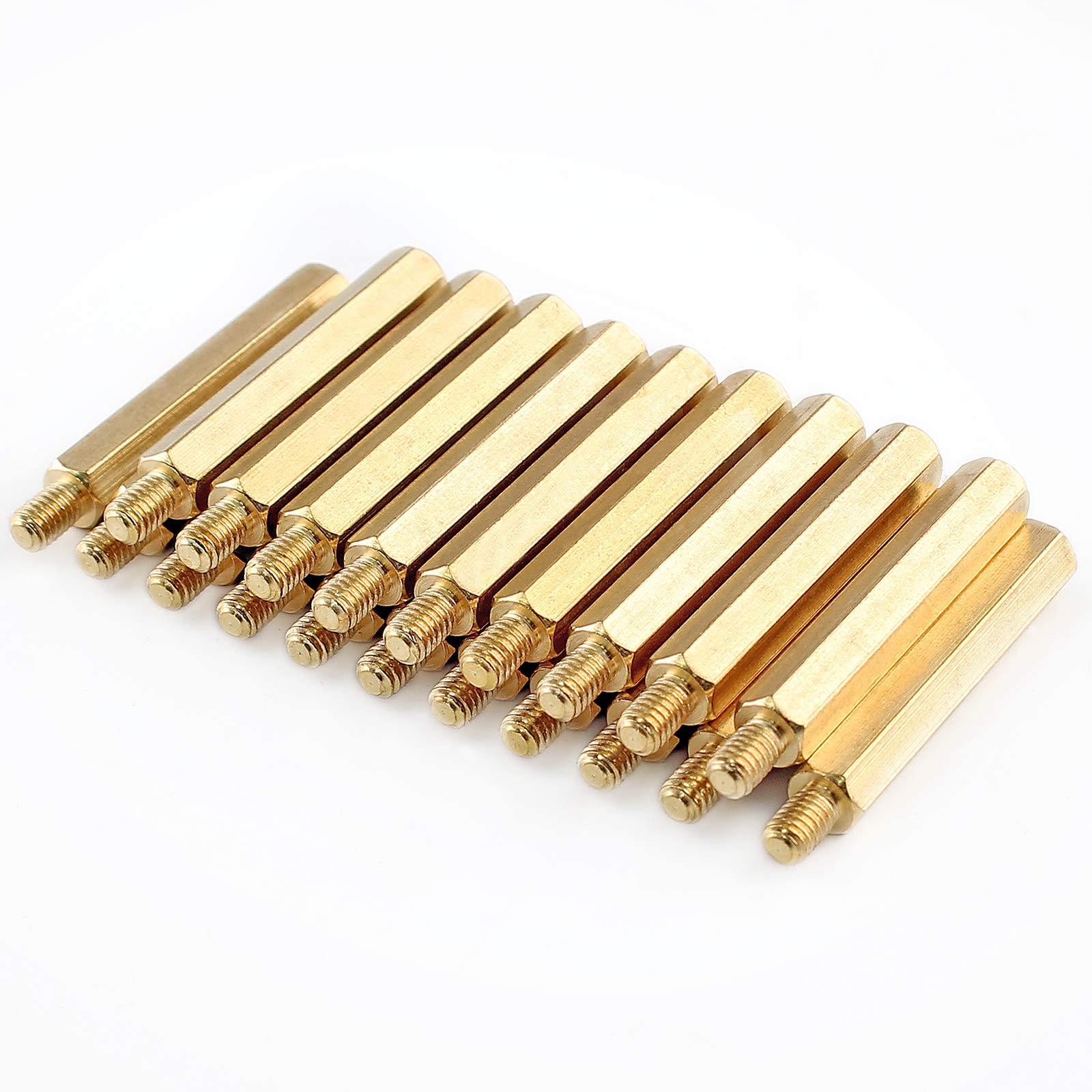 Hxchen 20Pcs M4 x 35mm + 6mm Male Female Thread Brass Hex Standoff Spacer Screws PCB Pillar, Hex Standoff Spacer, PCB Standoff Pillar