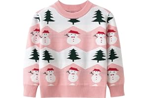 PERDECA Toddler Boy Girl Sweatshirt Christmas Kids Knit Sweatshirt Pullover Sweater elk Tops Warm Deer Tees 1-6T Red