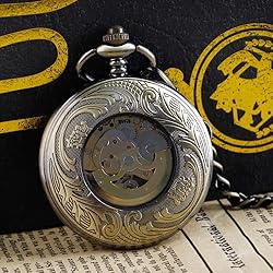 Bronze Smooth Vintage Skeleton Mechanical Pocket