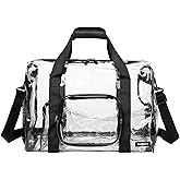 Large Heavy Duty Clear Gym Bag with Shoes Compartment, Stadium Approved Clear Sport Duffel Bag with Adjustable Strap, Durable Crossbody for Baseball Golf Football Basketball Events Black
