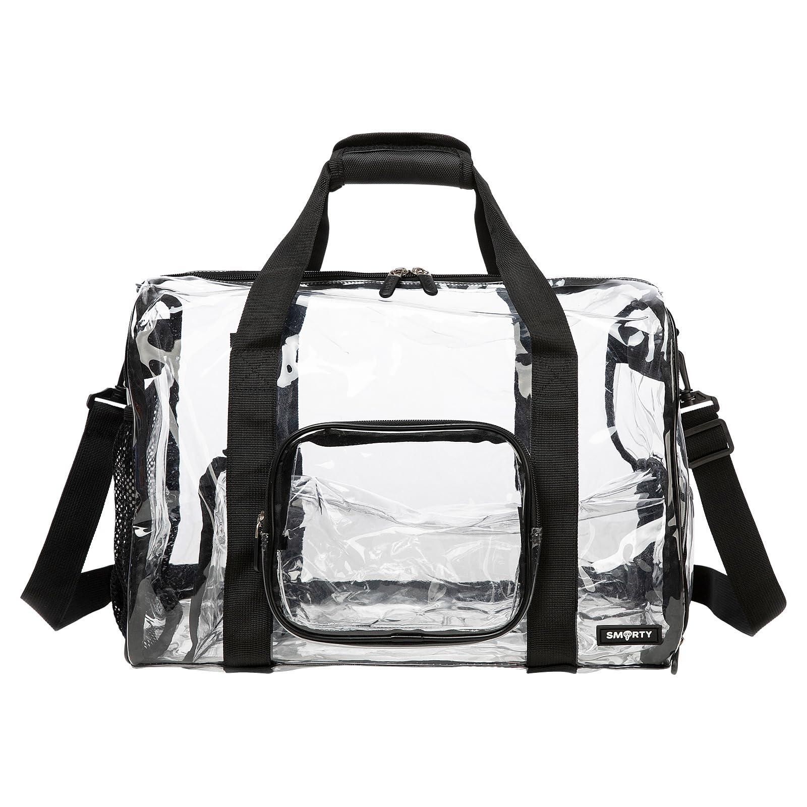 Photo 1 of Large Heavy Duty Clear Gym Bag with Shoes Compartment, Stadium Approved Clear Sport Duffel Bag with Adjustable Strap, Durable Crossbody for Baseball Golf Football Basketball Events Black