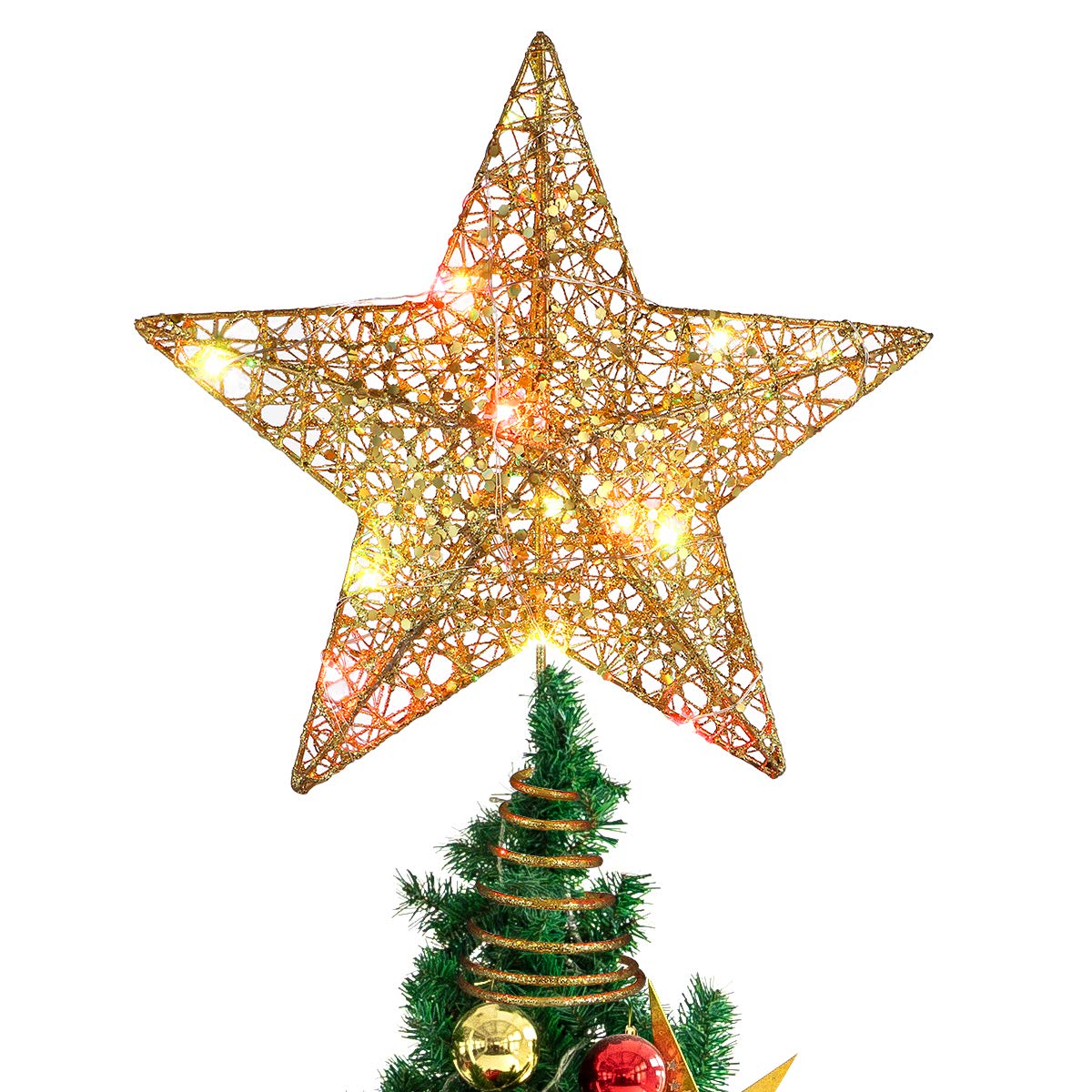Christmas Tree Topper,12 Inch Christmas Decorations Colorful Lighted Xmas Tree Star for Christmas Tree Ornament Party Decoration (Gold)