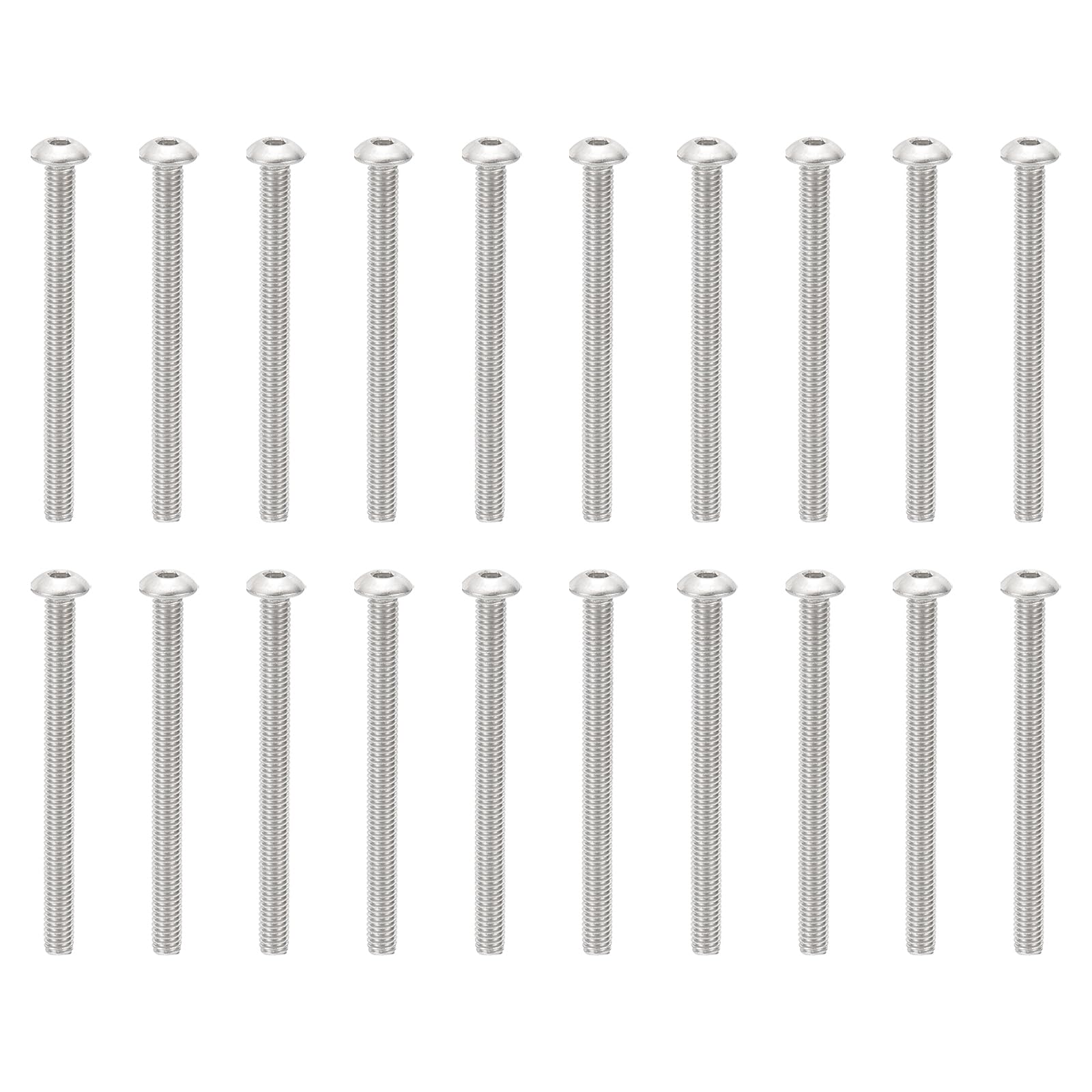 PATIKIL M4-0.7x50mm Button Head Socket Cap Screws, 20 Pcs 304 Stainless Steel 18-8 Hex Socket Cap Screw Bolts Allen Hex Drive Full Machine Thread