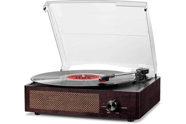 Vinyl Record Player Turntable with Built-in Bluetooth Receiver & 2 Stereo Speakers, 3 Speed 3 Size Portable Retro Record Player for Entertainment and Home Decoration