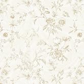 Ismoon Peel and Stick Wallpaper Floral Vintage Stick on Wall Paper Beige French Textured Contact Paper for Cabinet Removable Self Adhesive Wallpaper Vinyl Roll Shelf Deco, 17.3x78.7in