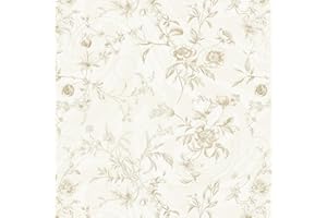 Ismoon Peel and Stick Wallpaper Floral Vintage Stick on Wall Paper Beige French Textured Contact Paper for Cabinet Removable Self Adhesive Wallpaper Vinyl Roll Shelf Deco, 17.3x78.7in