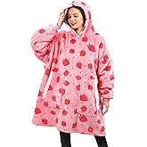 BINSUNS Oversized Wearable Hoodie Blanket, Soft Fuzzy Microfiber & Sherpa Wearable Blanket Sweater with Giant Pocket