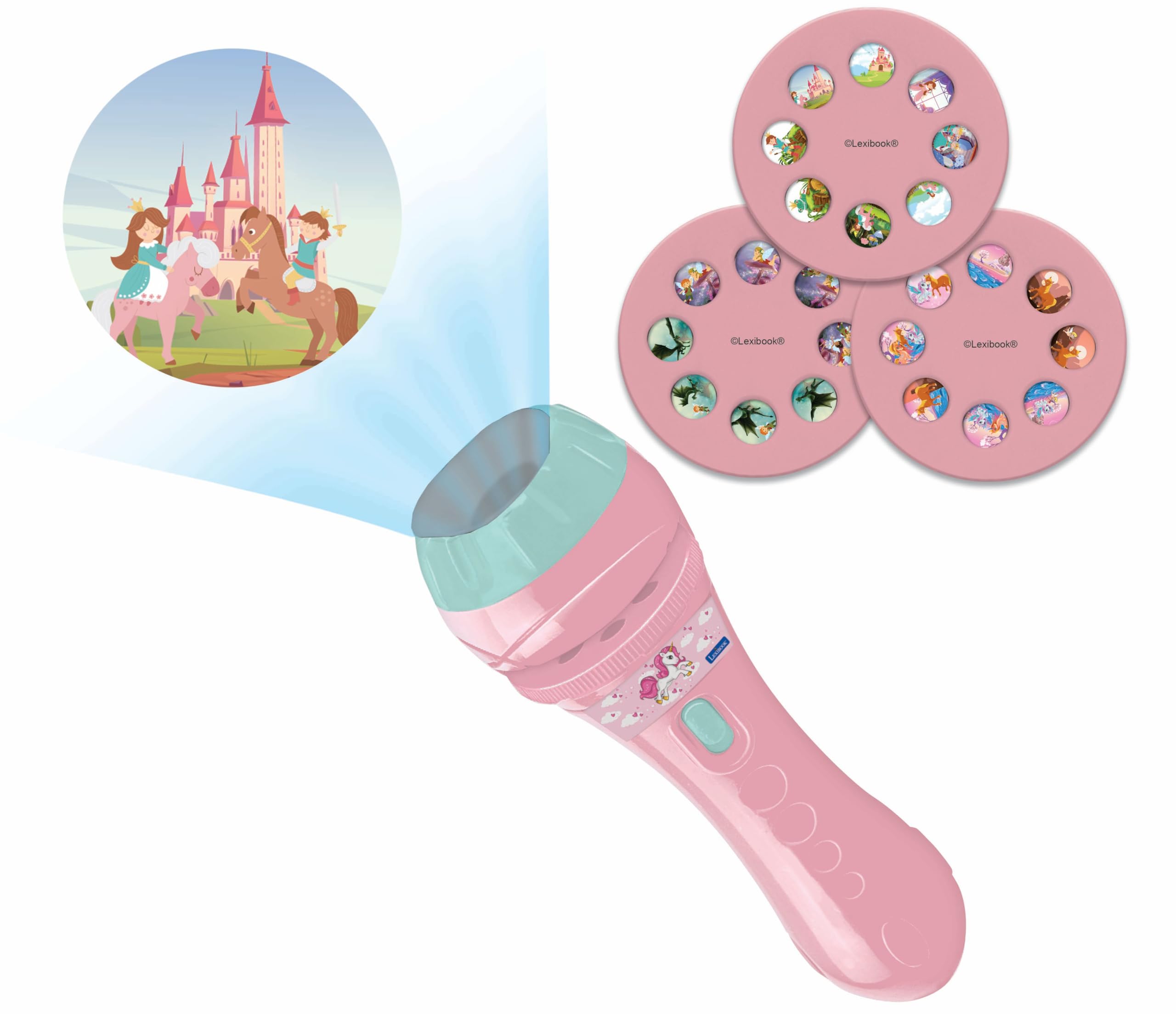 LEXIBOOK - Unicorn - Stories projector, torch light and projector with 3 discs, 24 images, create your own stories, LTC050UNI — image 1