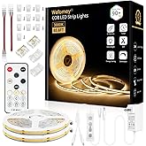 20M COB LED Strip Light with Remote, 3000K Dimmable Bright Warm White Led Lights Strip, Flexible DC24V Led Tape Light for Bed