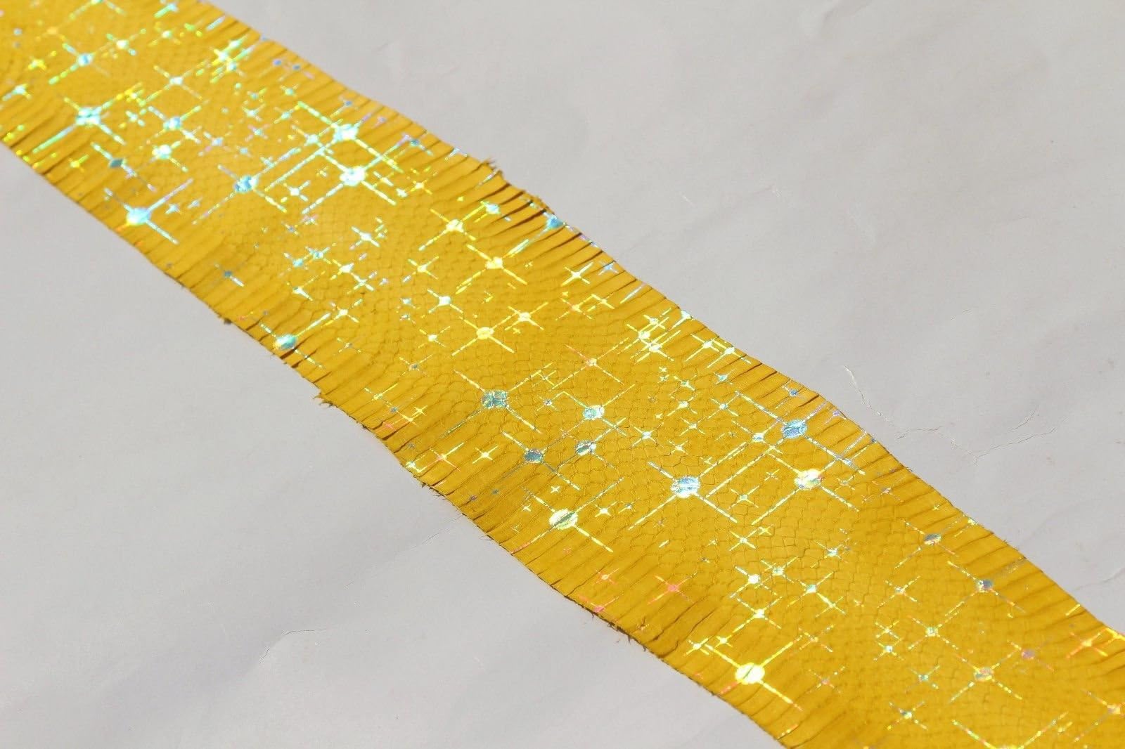 Snake Skin Sparkling Glittery Metallic Glitter Snakeskin Leather Hide White (50"L x 4.5" W)